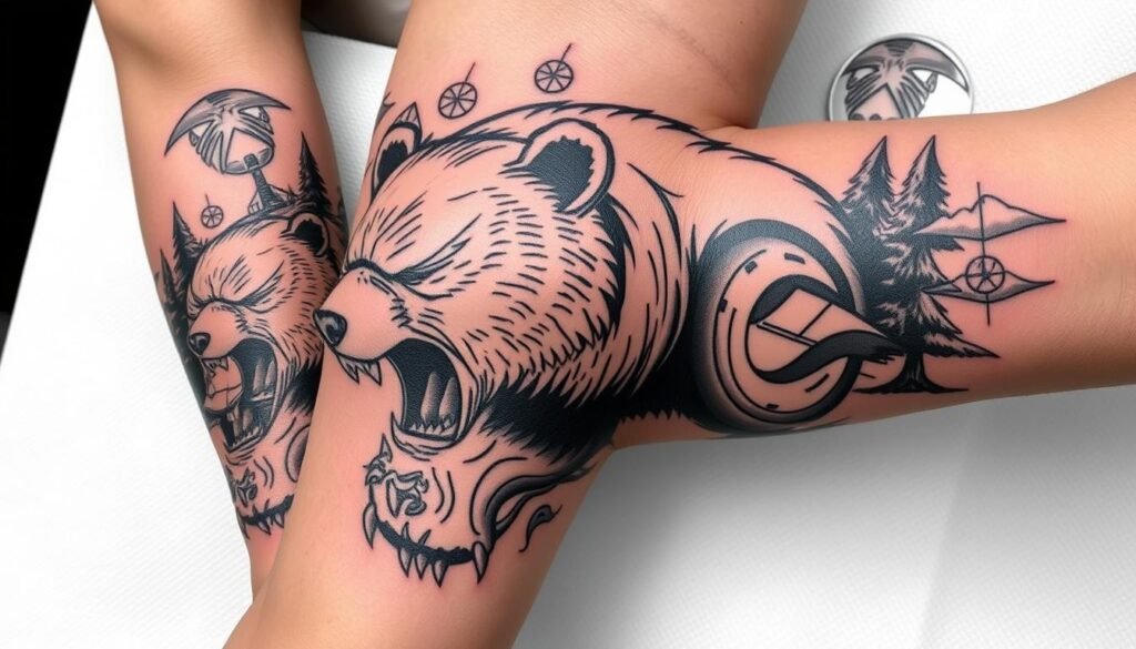 bear tattoo forearm