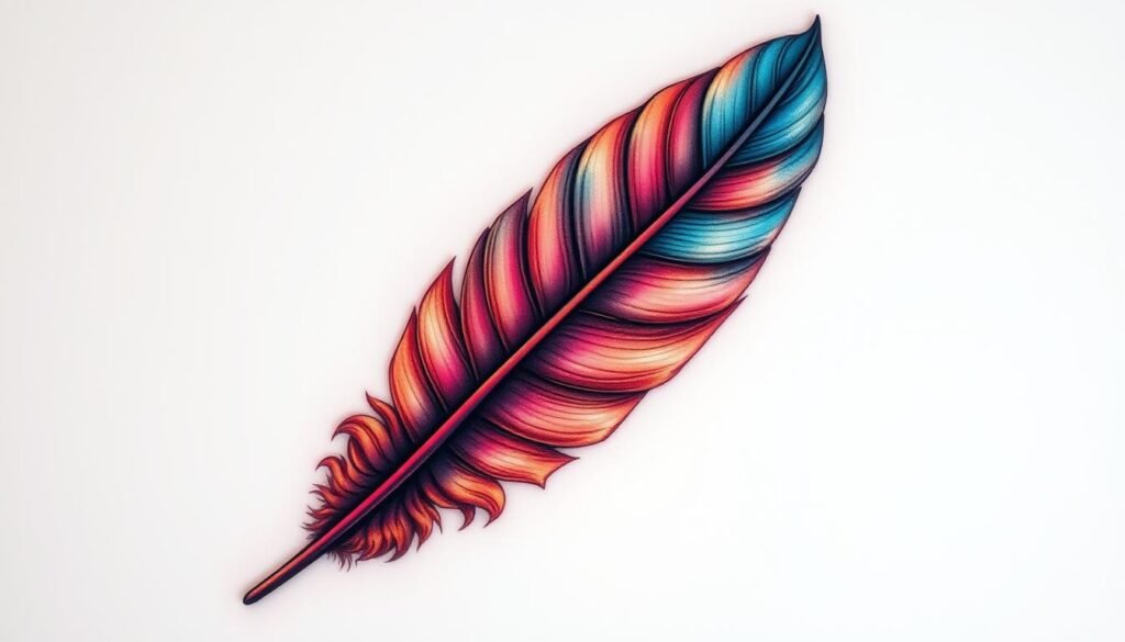 Realistic feather tattoo