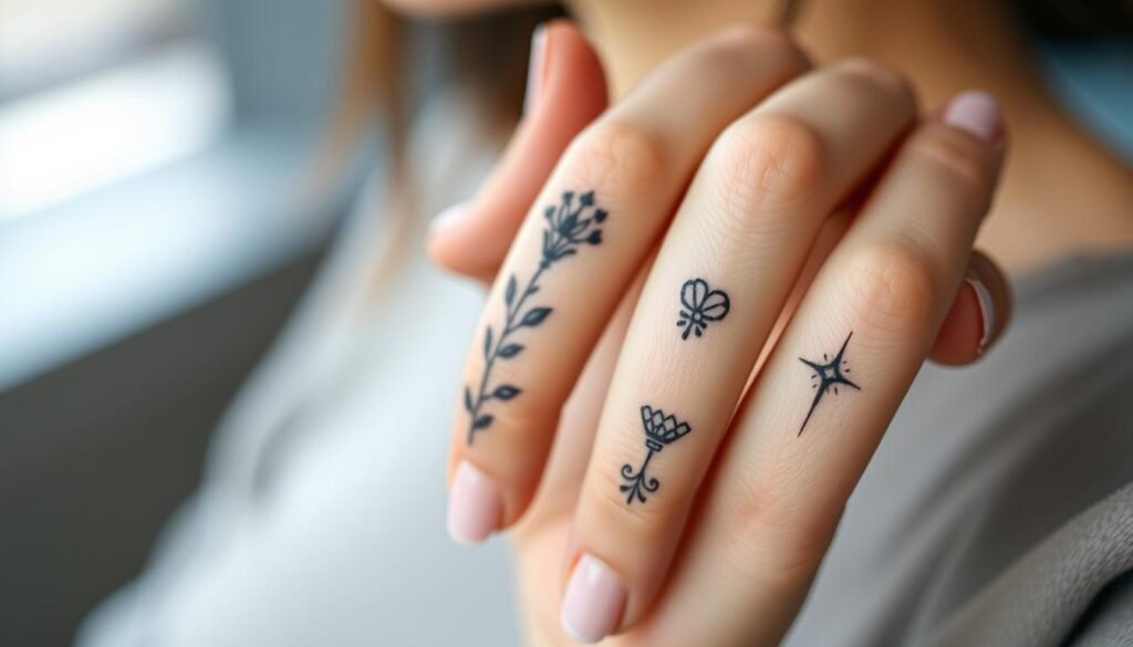 classy women's finger tattoos