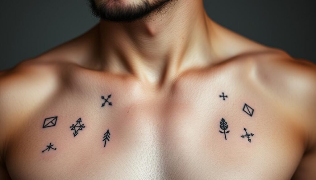 miniature chest tattoos for men